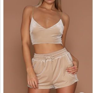 Meshki ELLE velvet nude shorts